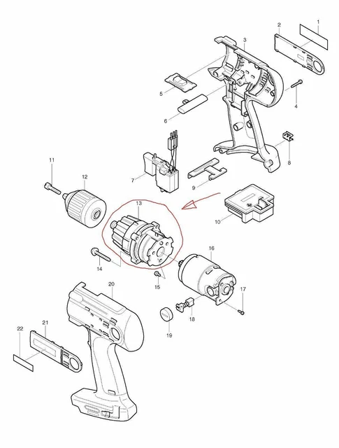 Ensemble d'engrenage d'origine Makita pour BDF460 125166-6