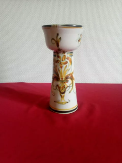 Vase bougeoir en grès KERALUC de Quimper signé hauteur 28,8 cm