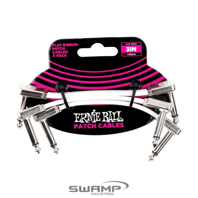 Ernie Ball Flat Ribbon 3-Pack Patch Cables White  3 Different Lengths