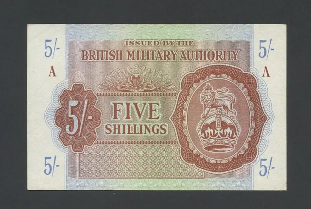 BRITISH MILITARY AUTHORITY 5 shillings note WWII A Krause M4 Good EF Banknotes