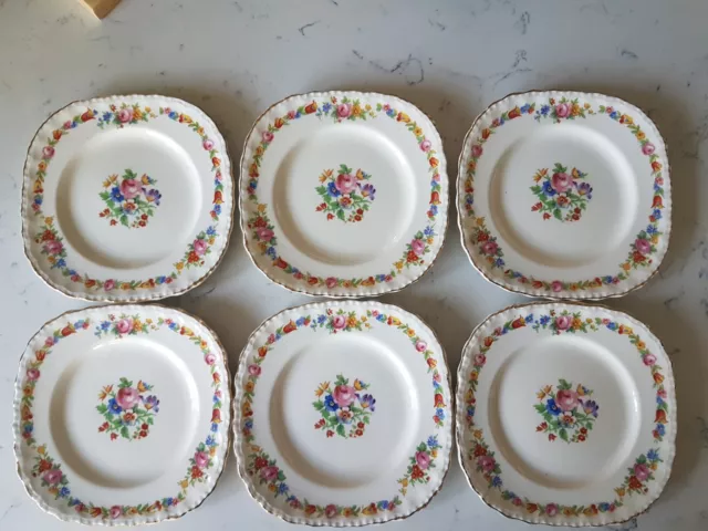 6 Vintage Grindley Cream Petal Floral China Tea Dessert Sandwich Plates England 2