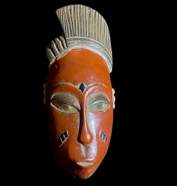Masque Tribal Africain En Bois Sculpté à La Main - Décoration Murale Authentique Kuba Dan Mask