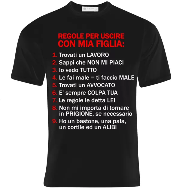 T-shirt uomo Regole per uscire con mia figlia, divertente idea regalo papà