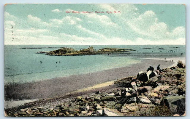 Postcard Bar Rock, Oakland Beach, Rye NY 1909 A152