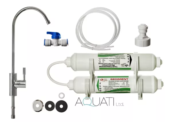 Aquati 2 Stage Undersink Deluxe Tap Drinking Water Filter & Accessories 3/4" Gt