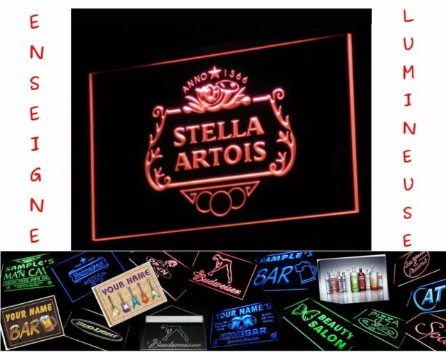 Rare Panneau Pub Biere Stella Artois Led Enseigne Bar Cafe Lumineuse Neon Lampe