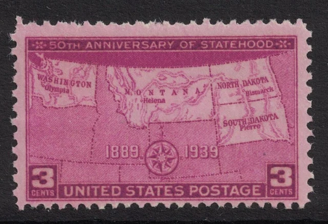 Scott 858- Montana, Washington, Dakotas Statehoods- MNH 3c 1939- unused mint