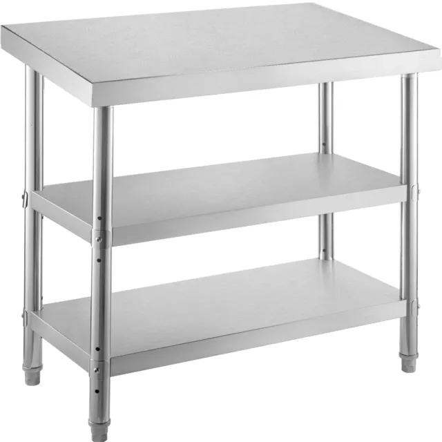 VEVOR Stainless Steel Work Table Double Shelves 48"x18" Commercial Kitchen BBQ