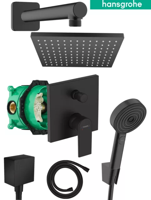 Hansgrohe Unterputz Vernis schwarz Duscharmatur Regendusche Duschsystem black