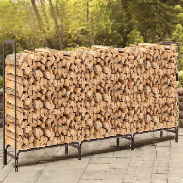 Extra Long &Large Firewood Log Rack Heavy Duty Wood Stand Rustproof Iron Outdoor