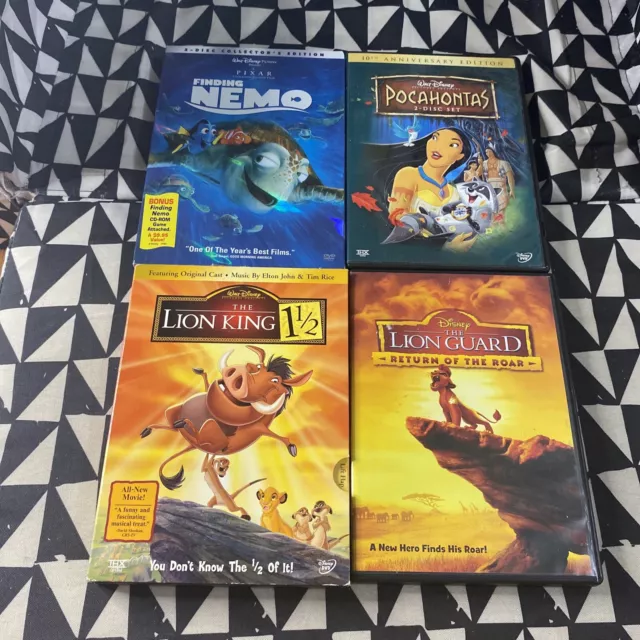 Disney Dvd Lot 4: The Lion King 1 1/2 Lion Guard Pocahontas Finding Nemo