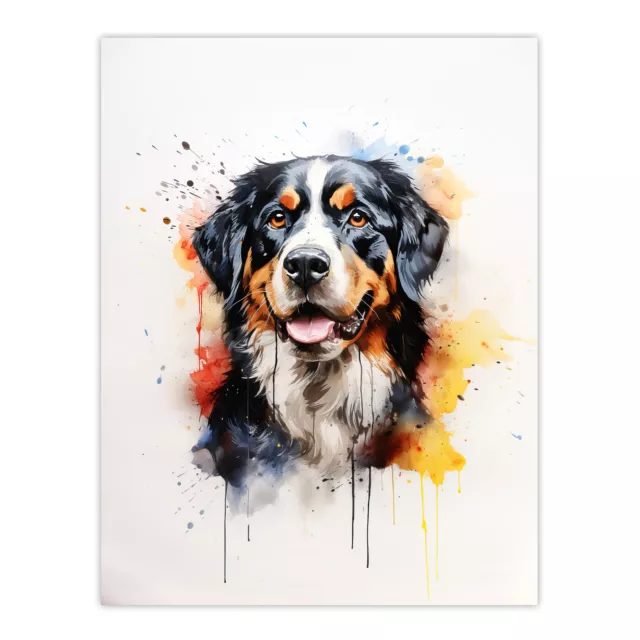 Bernese Mountain Lovers Gift Watercolour Pet Portrait Wall Art Poster Print