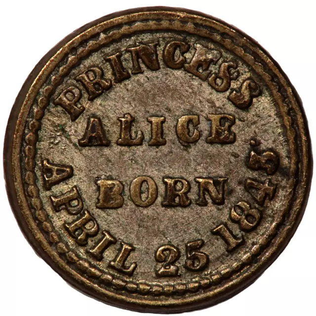 1843 Princesa Alice Pequeña Medalla De Nacimiento Real (#4194)