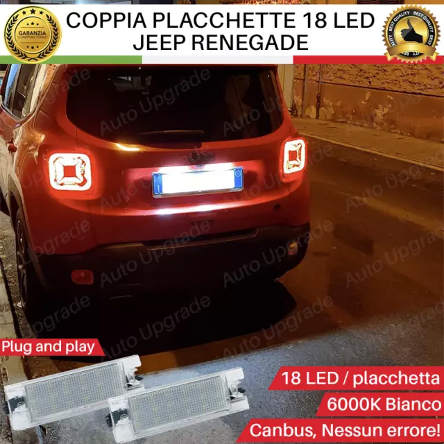 Coppia Placchette Led Luci Targa 18 Led Per Jeep Renegade Canbus No Avaria 6000K