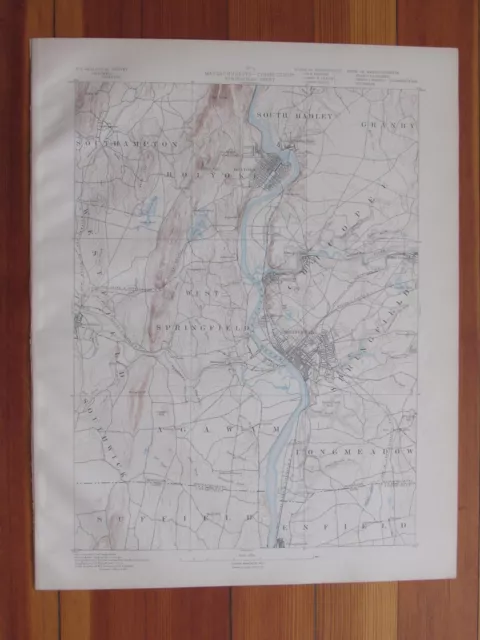 Springfield Massachusetts 1887 Original Vintage USGS Topo Map