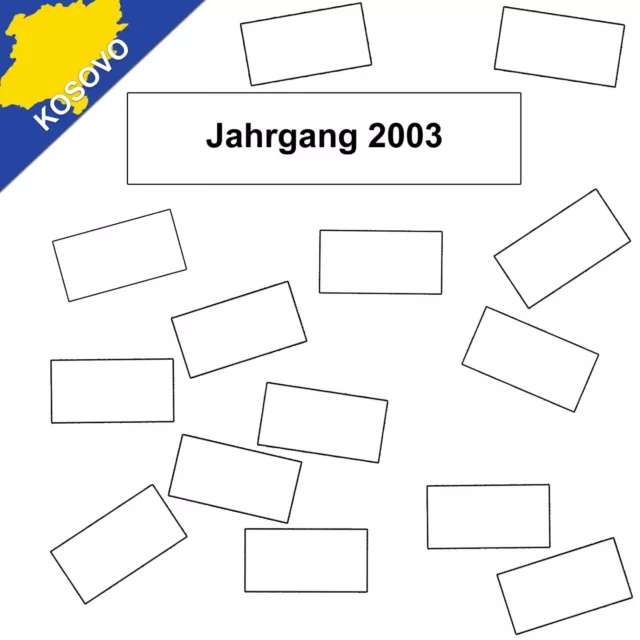 14 x Beschriftung für Briefmarkenalbum Kosovo Jahrgang 2003 komplett
