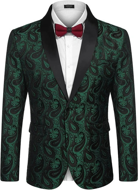 COOFANDY Mens Floral Tuxedo Jacket Paisley Shawl Lapel Suit Blazer Jacket for Di