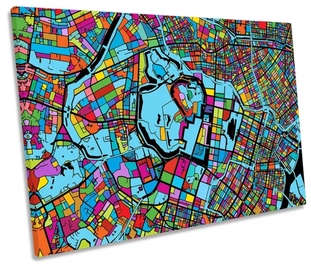 Tokoyo City Modern Map Picture SINGLE CANVAS WALL ART Print Multi-Coloured