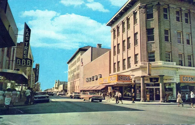 Elizabeth St Business District. Brownsville, Texas 1960’s Postcard