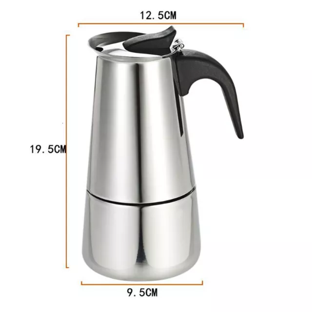 New Stainless Steel Italian Moka Espresso Coffee Maker w/ Electric Stove 220V