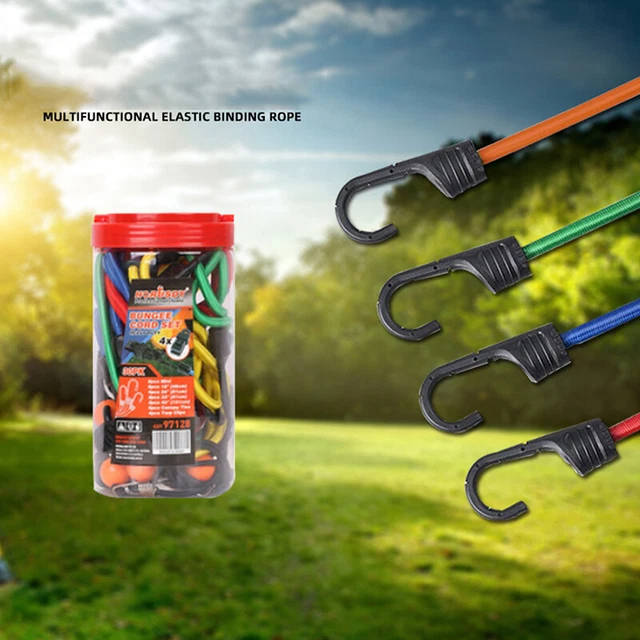 Barattolo combinato cavo bungee confezione da 24 - include 45 cm, 60 cm, 80 cm, 100 cm, palla straH7