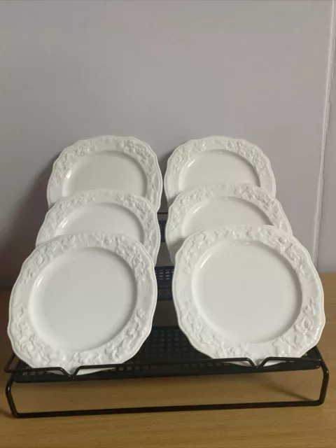6 Royal Stafford Old English Oak White Bone China Cake Tea Side Plates 6.5” 16cm