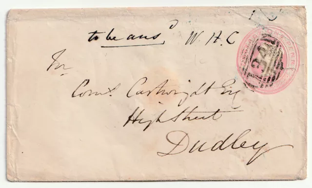 1849 1d PINK ENV =134= NUMERAL BRISTOL DATED PENNY POST & UDC BLAYDON TO DUDLEY