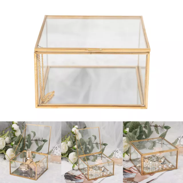 Jewellery Cosmetics Storage Glass Display Box for Dressing Table & Brass Frame