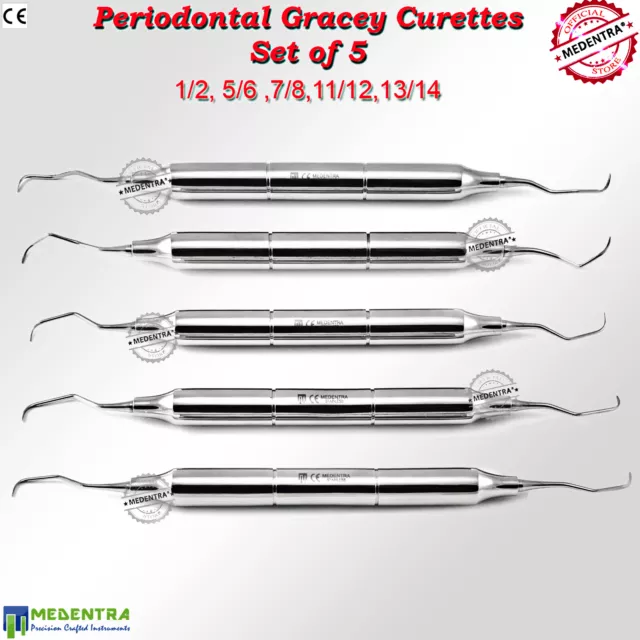 GRACEY CURETTES DENTAL PERIODONTICS ENDODONTIC SET 1/2,5/6,7/8,11/12,13/14 5Pcs