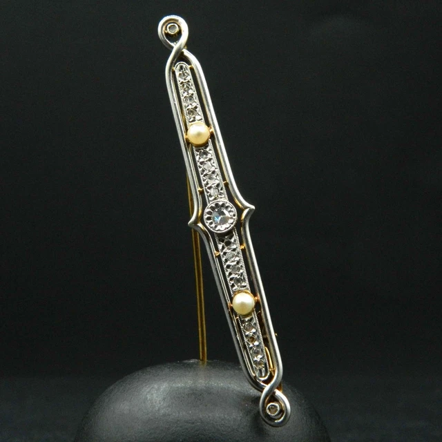 Broche Barrette Ancienne En Argent Massif Avec Pierre - XIXe-XXe Siècle - Occasion