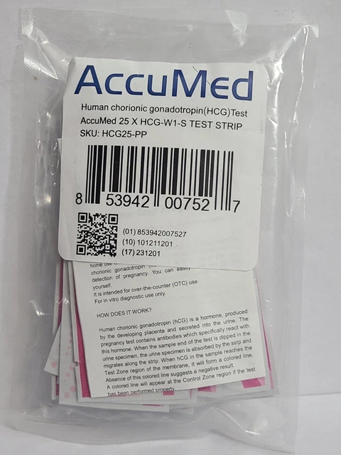 AccuMed Pregnancy Test Strips 25 Pack (Exp. 06/2023+)