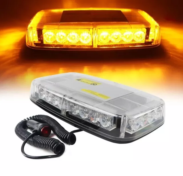 LED Warning Strobe Amber Flashing Beacon Magnetic Car Roof Recovery Light Bar 2