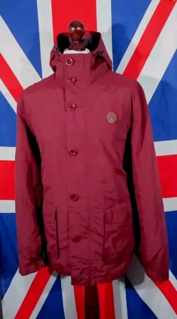 Fred Perry Fleece Lined Parka - L/XL - Burgundy - Mod Casuals 60's