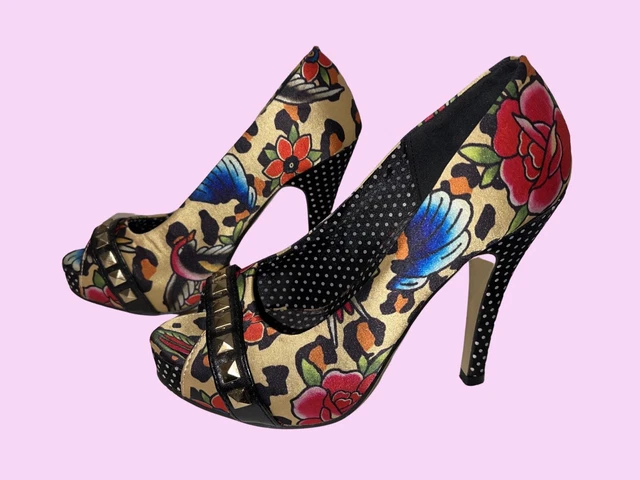 Ironfist Tacchi Peeptoe con borchie stampa leopardata taglia 3