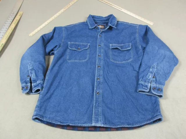 Levis Jacket Mens Extra Large Blue Denim Jean Button Up Fleece Lined Tucker *