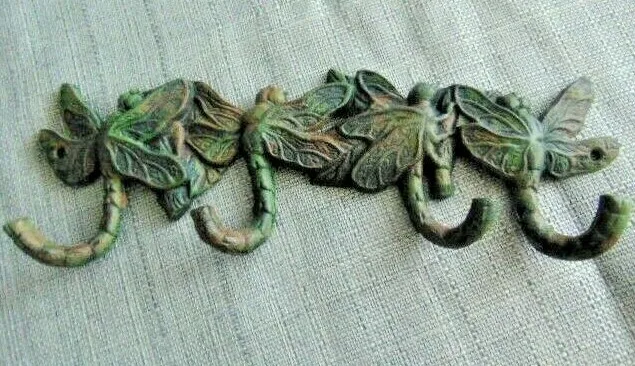 Vintage Style Dragonfly Rustic Hook Cast Iron Wall mystical coat towel garden