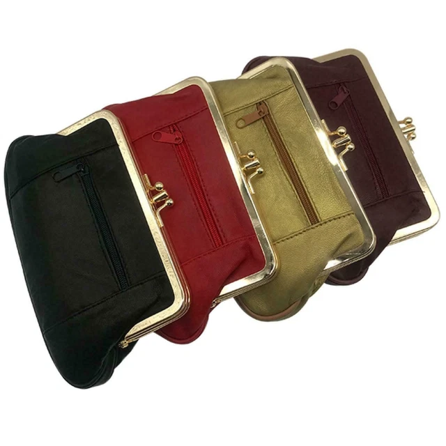 Women's New Real Leather Big Clip Top Clasp Purse Clutch Money Pouch Coin Wallet