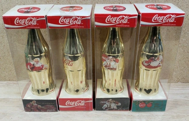 Coca cola Commemorative bottle Christmas Santa Gold  Tone Lot of 4 Christmas