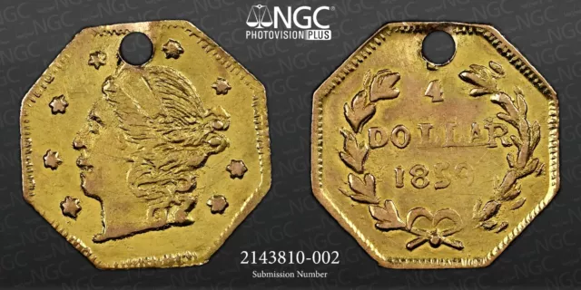 1859 G25C California Gold Octagonal Liberty Bg-702 Ngc Unc Details #2143810-002