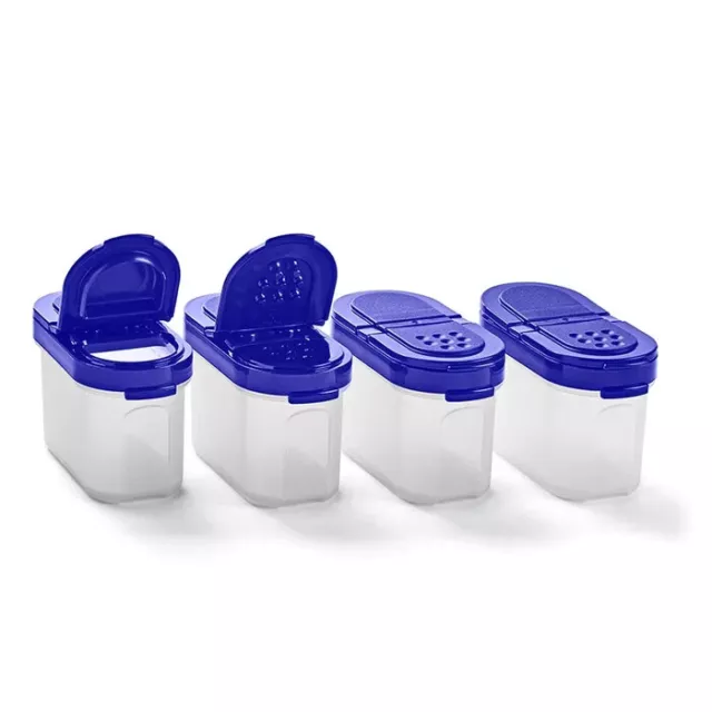 NEW Tupperware Modular Mates Small Spice Set of 4 Klein Blue Lids 110ml