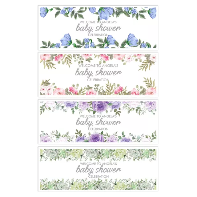 Personalised Baby Shower Banner Floral Gender Reveal Party Wall Decoration