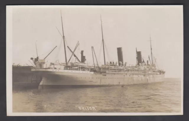 1920 S.s Briton Union Castle Line Steam Ship Real Photo Postcard Liverpool