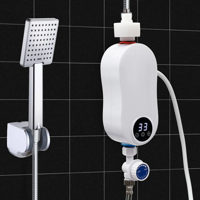 INSTANT ELECTRIC BATHROOM Hot Water Heater With Shower Head White 110V