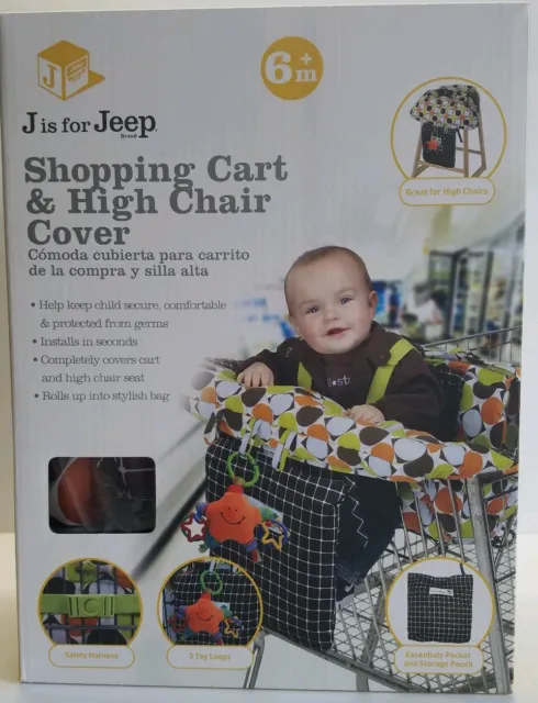 Jeep 2-in-1 Shopping Cart Cover High Chair Cover Cushion New in Box Multi-Color