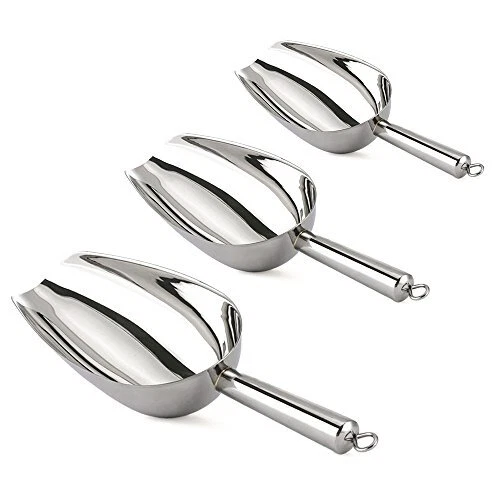TeamFar Ice Scoop Set of 3, Stainless Steel Metal Scoops for Food Popcorn Swe...