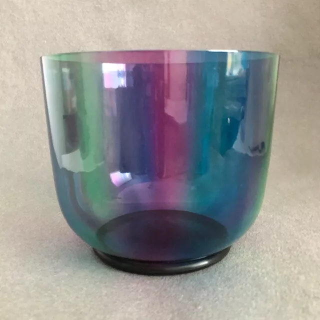 Crystal Singing Bowl 6" Clear Purple Blue Green Note D 432Hz Sacral Chakra Sound