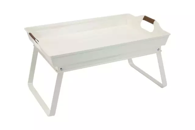 White Rectangle Galvanized Steel Bed Serving Tray, 18.7 in L x 12.2 in W @