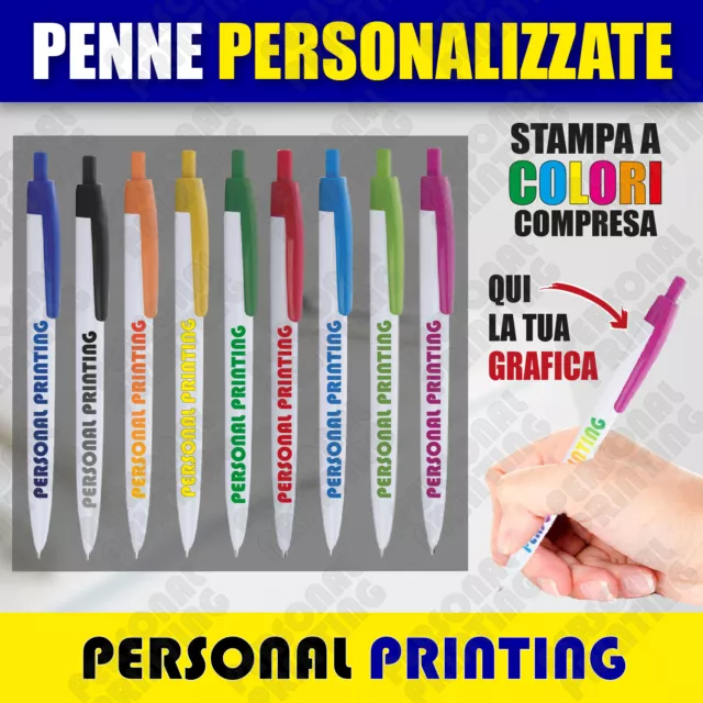 PENNE personalizzate con stampa a colori LOGO gadget promo pubblicità aziendale