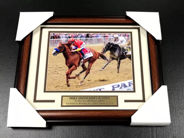 Mike Smith Justify Belmont Stakes Framed 8X10 Steiner Photo 2018 Triple Crown