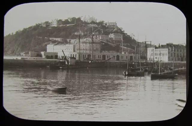 Magic Lantern Slide A HARBOUR SCENE C1910 PHOTO TORQUAY / ILFRACOMBE ?